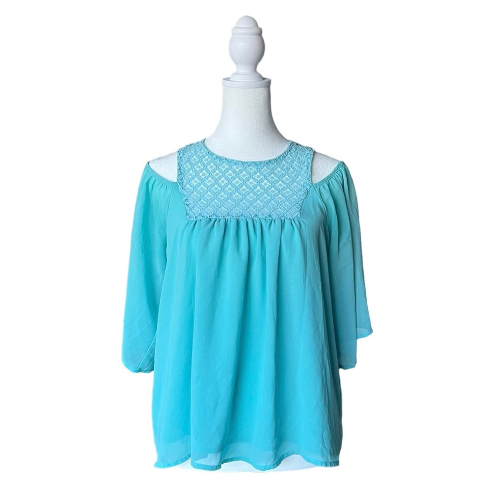 Off shoulder Top Turquoise Blue Size Small to Medium